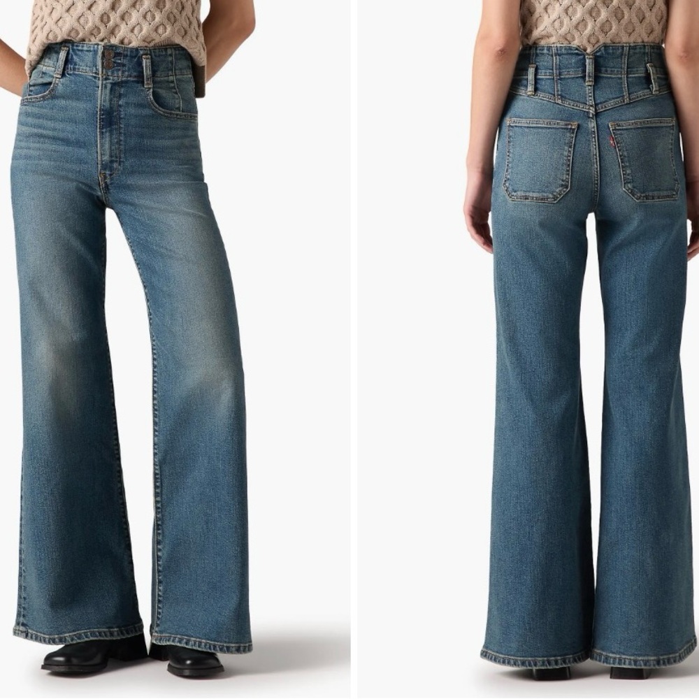 Levi's Women's Blue Wide Leg Jeans Ribcage Corset High waist